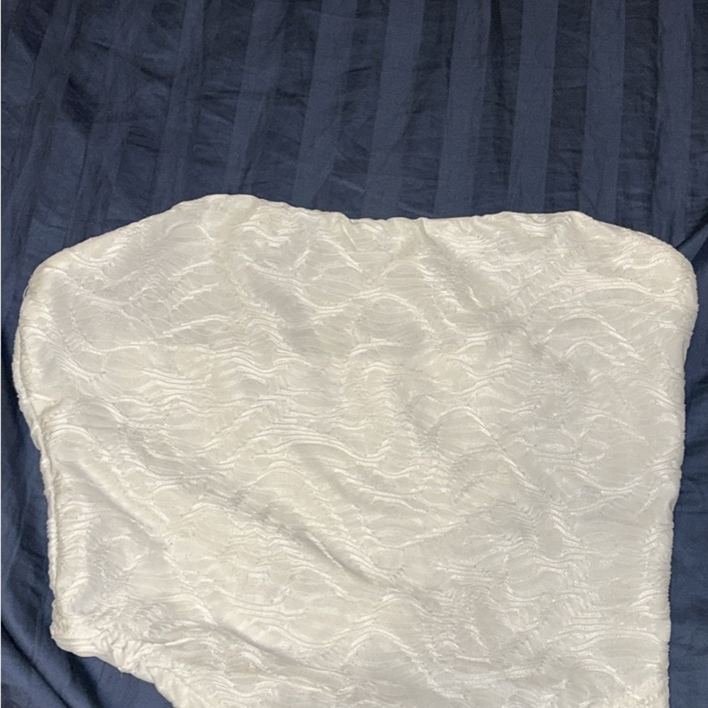 SHEIN White Strapless Tube Top Size M Y2K Summer Basic - Picture 2 of 5